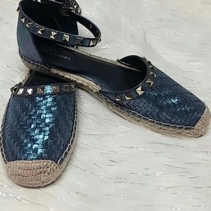 Marc Fisher Blue Metallic Espadrille Flats NWOT 10